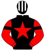 BLACK, red star, red sleeves, black armlet, black & white striped cap                                                                                 
