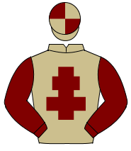 BEIGE, maroon cross of lorraine, maroon sleeves, quartered cap                                                                                        