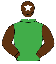 EMERALD GREEN, brown sleeves, brown cap, white star                                                                                                   
