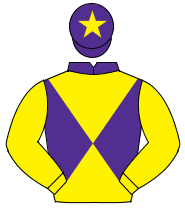 PURPLE & YELLOW DIABOLO, yellow sleeves, purple cap, yellow star                                                                                      