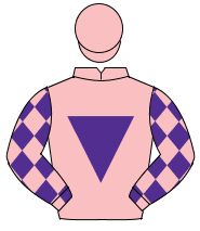 PINK, purple inverted triangle, pink sleeves, purple diamonds, pink cap                                                                               