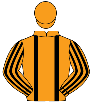 ORANGE, black braces, striped sleeves, orange cap                                                                                                     