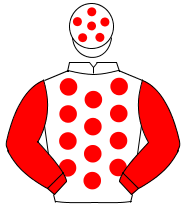 WHITE, red spots & sleeves, white cap, red spots                                                                                                      
