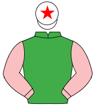 EMERALD GREEN, pink sleeves, white cap, red star                                                                                                      