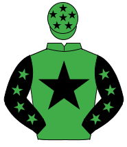 EMERALD GREEN, black star, black sleeves, emerald green stars, emerald green cap, black stars                                                         