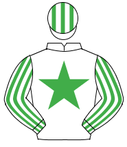 WHITE, emerald green star, striped sleeves & cap                                                                                                      
