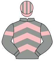 GREY & PINK CHEVRONS, pink armlet, pink & grey striped cap                                                                                            