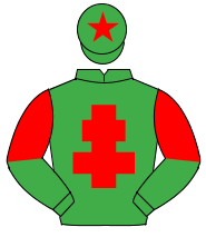 EMERALD GREEN, red cross of lorraine, halved sleeves, red star on cap                                                                                 