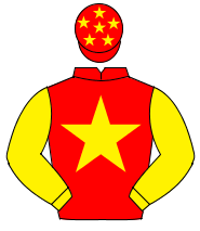 RED, yellow star & sleeves, yellow stars on cap                                                                                                       