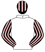 WHITE, black & pink striped sleeves & cap