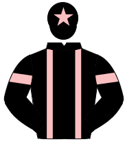 BLACK, pink braces, pink armlet, pink star on cap                                                                                                     