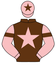 BROWN, pink star, pink sleeves, brown armlet, pink cap, brown star                                                                                    