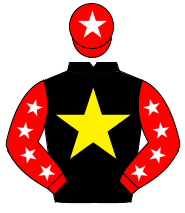 BLACK, yellow star, red sleeves, white stars, red cap, white star                                                                                     
