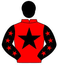 RED, black star, black sleeves, red stars, black cap                                                                                                  