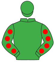 EMERALD GREEN, red spots on sleeves, emerald green cap                                                                                                