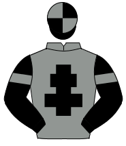 GREY, black cross of lorraine, black sleeves, grey armlet, black & grey quartered cap                                                                 