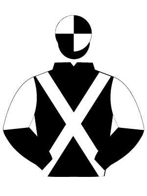 BLACK, white cross belts, halved sleeves, black and white quartered cap