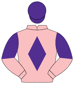 PINK, purple diamond, halved sleeves, purple cap                                                                                                      