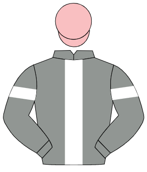 GREY, white panel, white armlet, pink cap