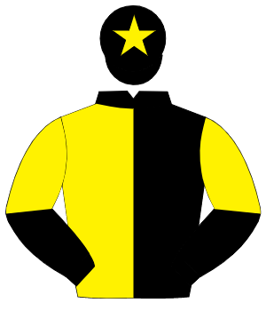 BLACK & YELLOW HALVED, yellow star on cap