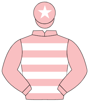 PINK & WHITE HOOPS, pink sleeves, white star on cap