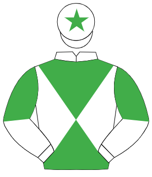 WHITE & EMERALD GREEN DIABOLO, halved sleeves, emerald green star on cap