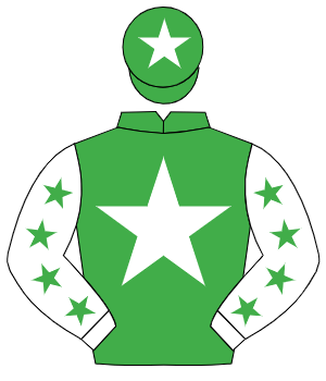 EMERALD GREEN, white star, white sleeves, emerald green stars, emerald green cap, white star