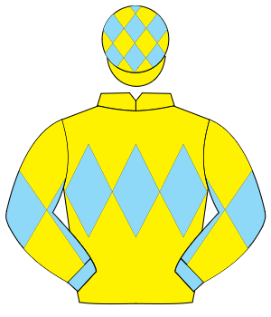 YELLOW, light blue triple diamond, light blue sleeves, yellow diabolo, yellow cap, light blue diamonds