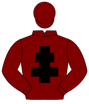 MAROON, black cross of lorraine, maroon cap