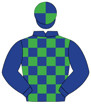 DARK BLUE & EMERALD GREEN CHECK, dark blue sleeves, quartered cap