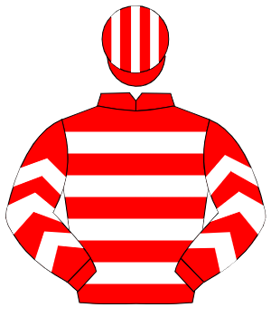RED & WHITE HOOPS, white chevrons on sleeves, striped cap