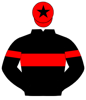 BLACK, red hoop, red armlet, red cap, black star