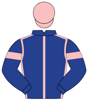 DARK BLUE, pink seams, pink armlet, pink cap