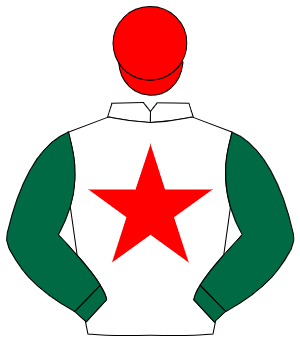 WHITE, red star, dark green sleeves, red cap