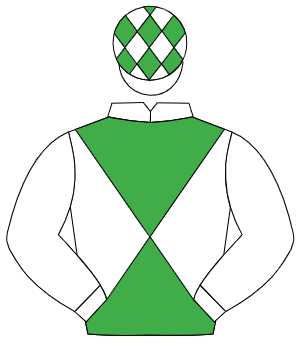 WHITE & EMERALD GREEN DIABOLO, white sleeves, emerald green diamonds on cap