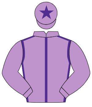MAUVE, purple seams, mauve sleeves, purple star on cap
