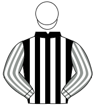 BLACK & WHITE STRIPES, grey & white striped sleeves, white cap                                                                                        