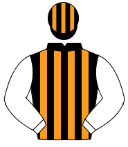 BLACK & ORANGE STRIPES, white sleeves, black & orange striped cap