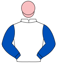 WHITE, royal blue sleeves, pink cap                                                                                                                   