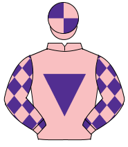PINK, purple inverted triangle & diamonds on sleeves, quartered cap                                                                                   