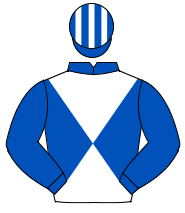 ROYAL BLUE & WHITE DIABOLO, royal blue sleeves, striped cap                                                                                           