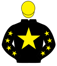 BLACK, yellow star, yellow stars on sleeves, yellow cap                                                                                               