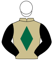 BEIGE, dark green diamond, black sleeves, white cap                                                                                                   