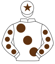 WHITE, large brown spots, brown spots on sleeves, brown star on cap                                                                                   