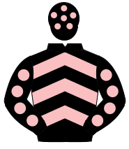 BLACK & PINK CHEVRONS, pink spots on sleeves, black cap, pink spots                                                                                   
