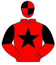 RED, black star, halved sleeves, quartered cap