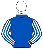 ROYAL BLUE, white striped sleeves, white cap