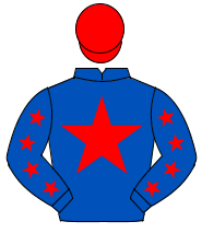 ROYAL BLUE, red star, red stars on sleeves, red cap                                                                                                   