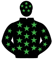 BLACK, emerald green stars                                                                                                                            