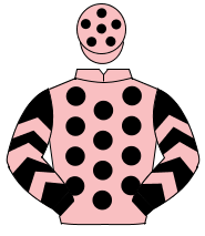PINK, black spots, black sleeves, pink chevrons, pink cap, black spots                                                                                